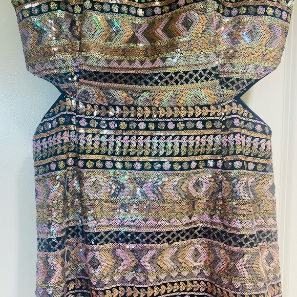 Multi-color sequin cut-out dress, sz L. - Picture 4 of 6